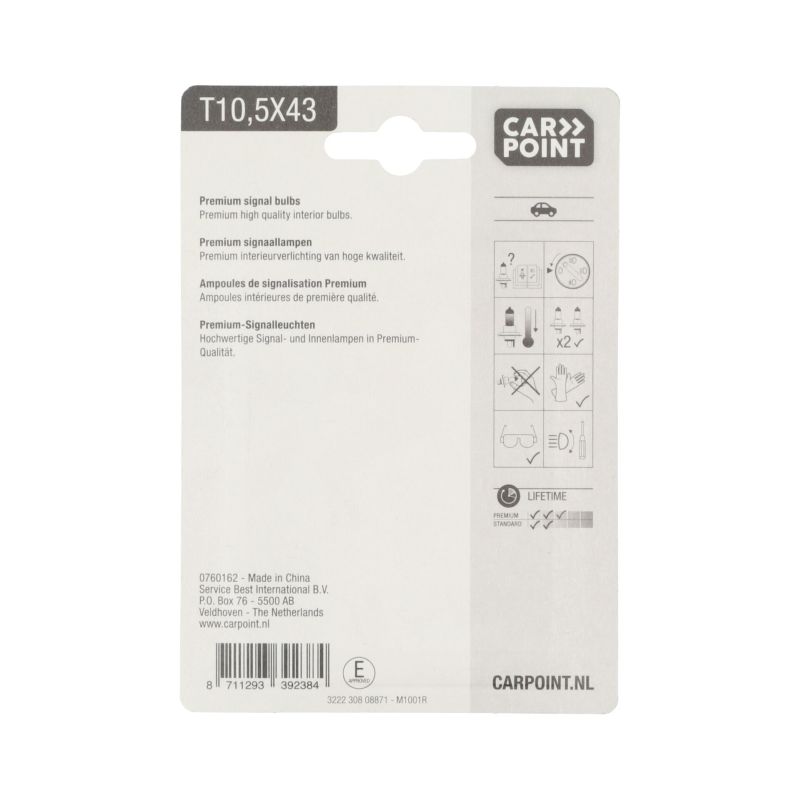 Carpoint Carpoint Premium Autolampen 12V C10W 2 Stuks 0760162