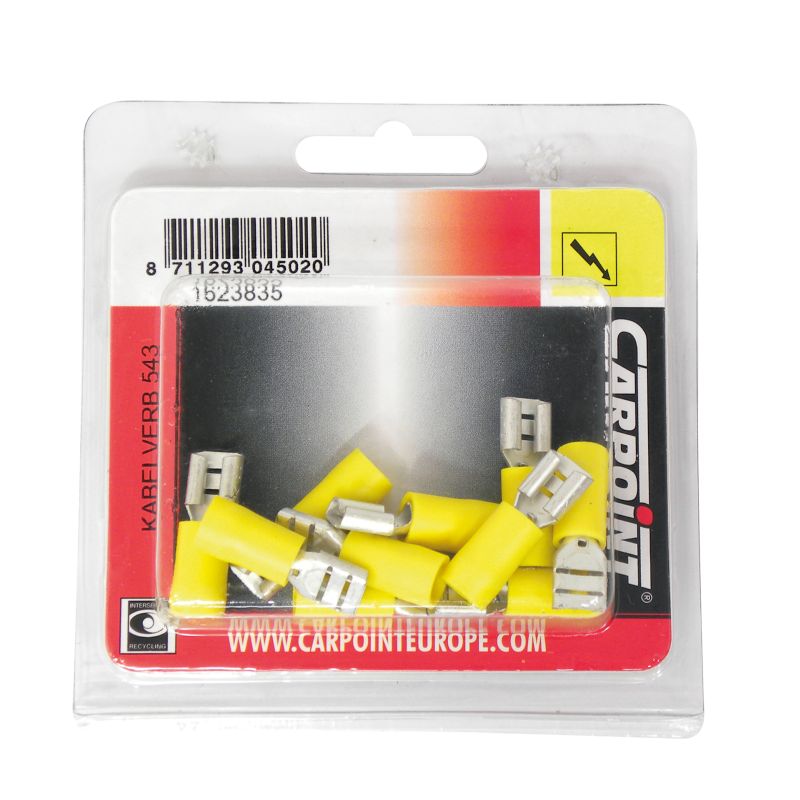 Carpoint Carpoint Vlakstekerhuls 543 Geel 6.3x0.8mm 10 Stuks 1623835
