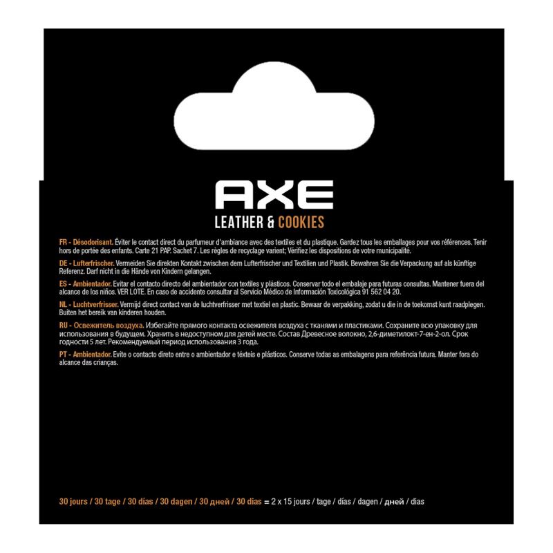 AXE AXE Navulling Luchtverfrisser Alu Houder Leather + Cookies 2 Stuks 1711766