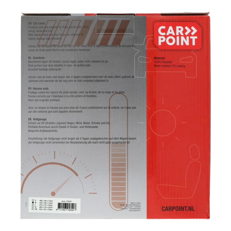 Carpoint Carpoint Autohoes Polyester M 432x165x119cm 1723271