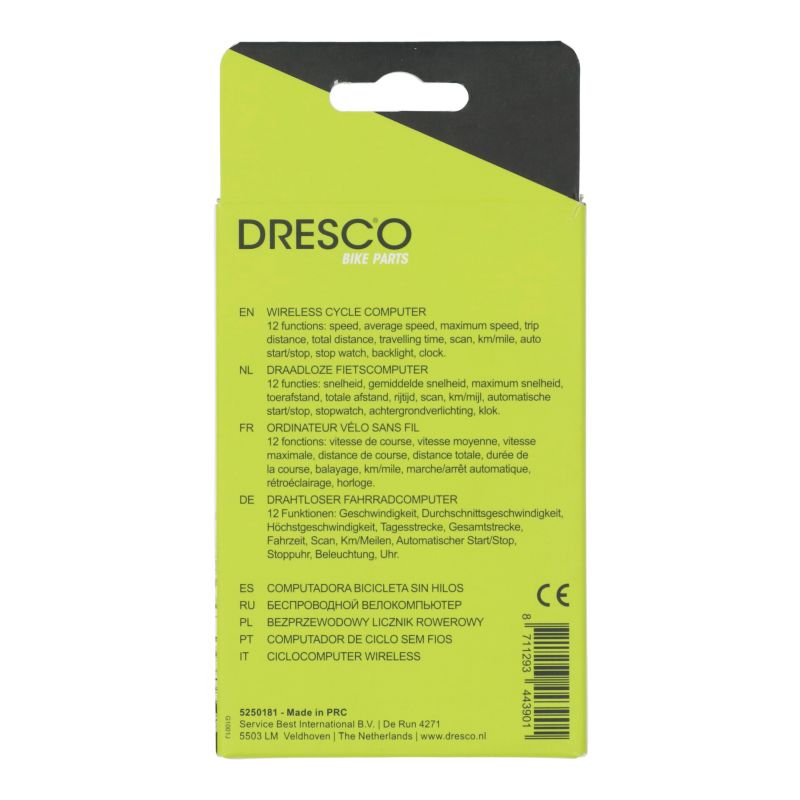 Dresco Dresco Draadloze Fietscomputer 12 functies 5250181