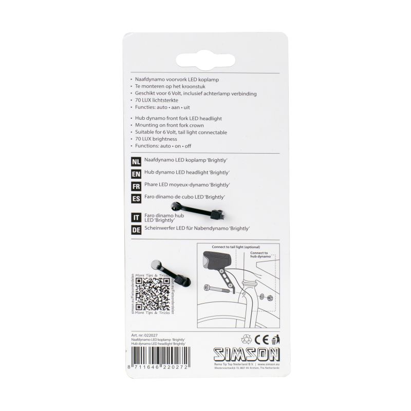 Simson Simson Koplamp Naafdynamo Luminous 70 Lux 5322027