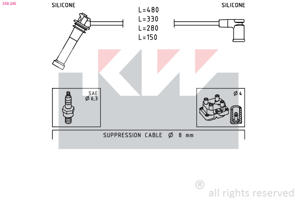 Bougiekabelset KW 358 245