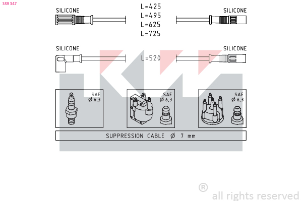 Bougiekabelset KW 359 347