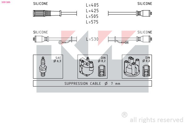Bougiekabelset KW 359 386