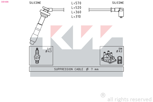 Bougiekabelset KW 359 608