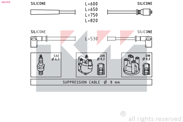 Bougiekabelset KW 360 078
