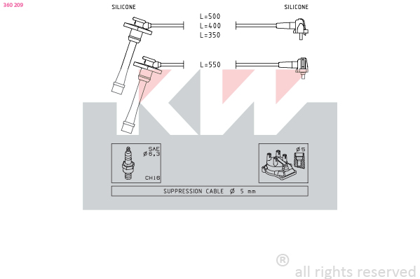 Bougiekabelset KW 360 209