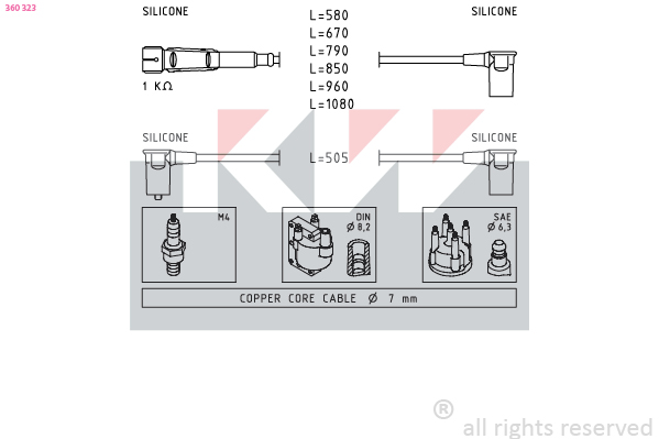 Bougiekabelset KW 360 323