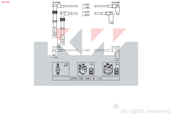 Bougiekabelset KW 360 356