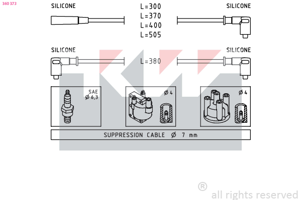 Bougiekabelset KW 360 373