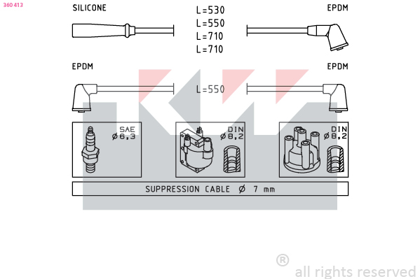 Bougiekabelset KW 360 413