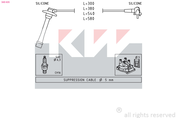 Bougiekabelset KW 360 435