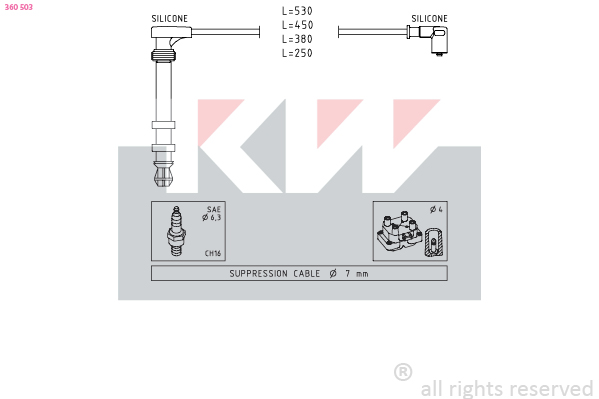 Bougiekabelset KW 360 503