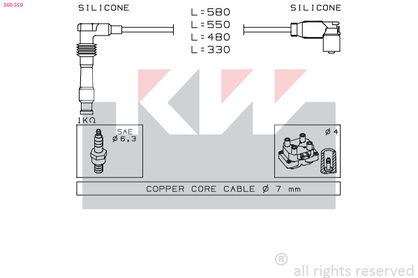 Bougiekabelset KW 360 559