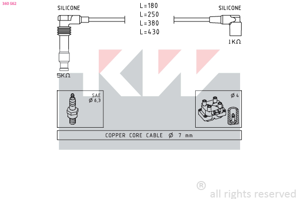 Bougiekabelset KW 360 562