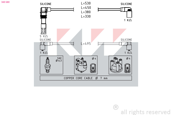 Bougiekabelset KW 360 580