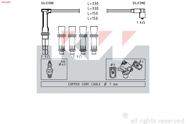 Bougiekabelset KW 360 608