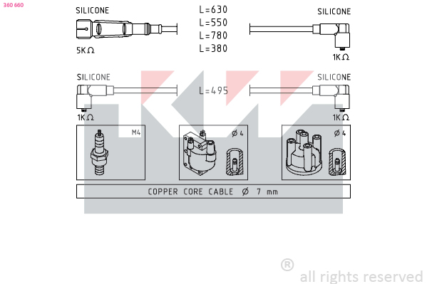 Bougiekabelset KW 360 660