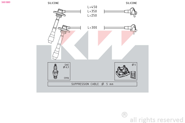 Bougiekabelset KW 360 880