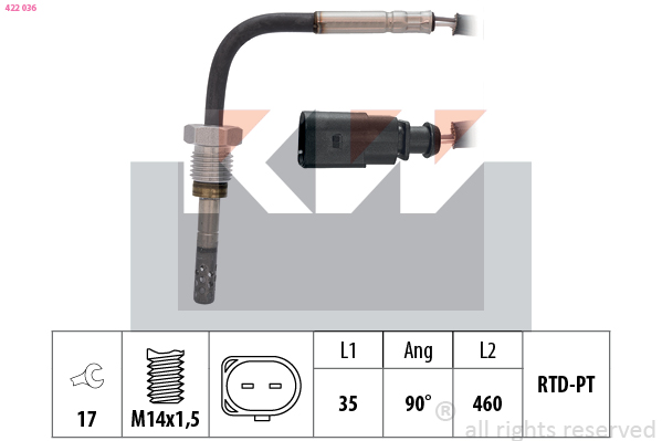 Sensor uitlaatgastemperatuur KW 422 036