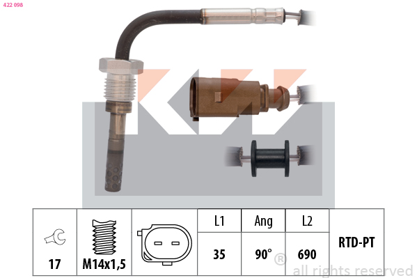 Sensor uitlaatgastemperatuur KW 422 098