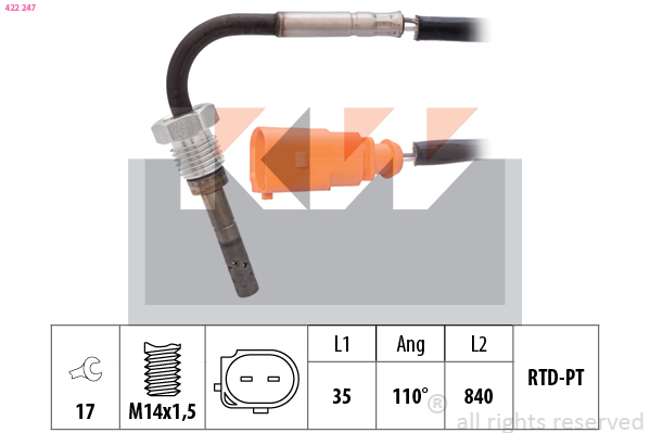 Sensor uitlaatgastemperatuur KW 422 247