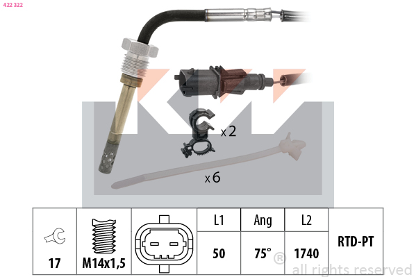 Sensor uitlaatgastemperatuur KW 422 322