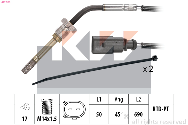 Sensor uitlaatgastemperatuur KW 422 326