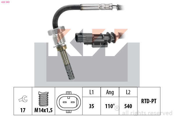 Sensor uitlaatgastemperatuur KW 422 343