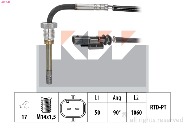 Sensor uitlaatgastemperatuur KW 422 349