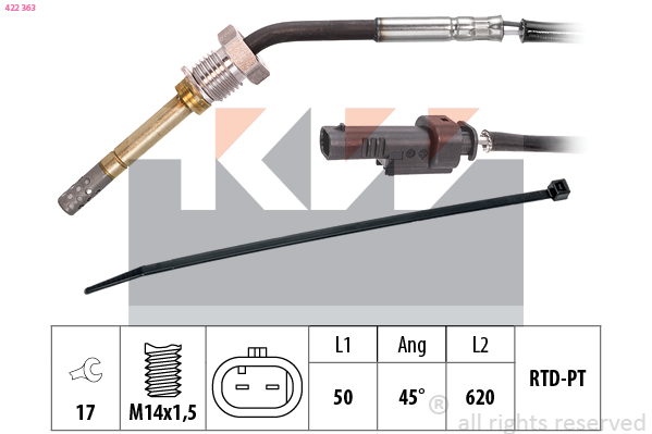 Sensor uitlaatgastemperatuur KW 422 363