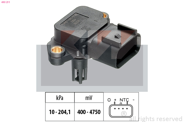 Inlaatdruk-/map sensor KW 493 211