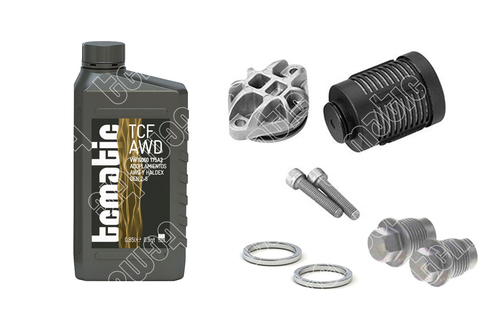 Onderd.set, olie verversen lamellenkopp. (4-wielaandrijving) Tcmatic 190.001.0008