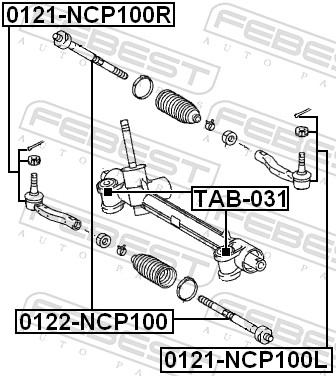 Febest Axiaal gewricht / spoorstang 0122-NCP100