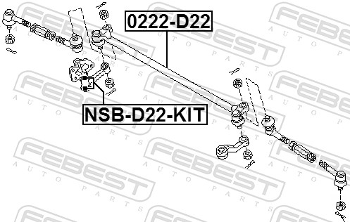 Febest Axiaal gewricht / spoorstang 0222-D22