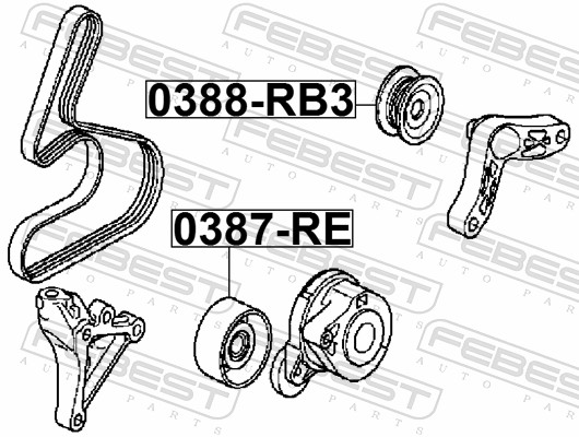 Febest Geleiderol (poly) V-riem 0388-RB3