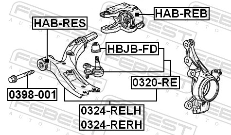 Febest Draagarm bevestiging bout 0398-001