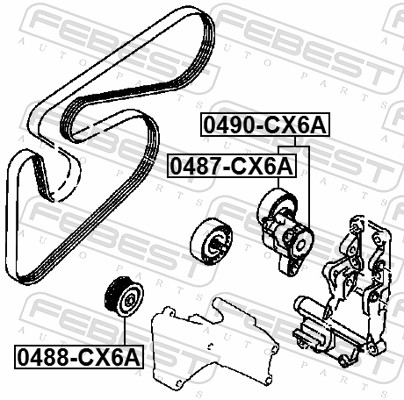 Febest Geleiderol (poly) V-riem 0488-CX6A