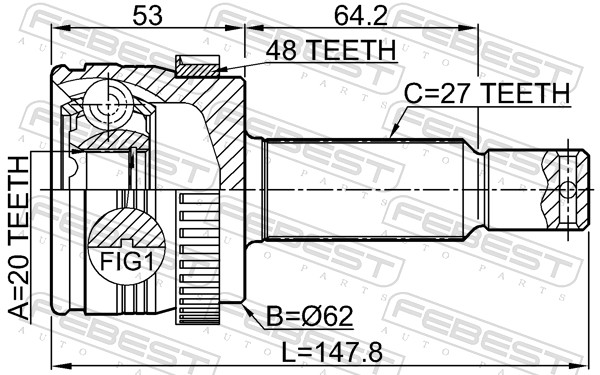 Febest Homokineet reparatieset 1210-IX35A48R