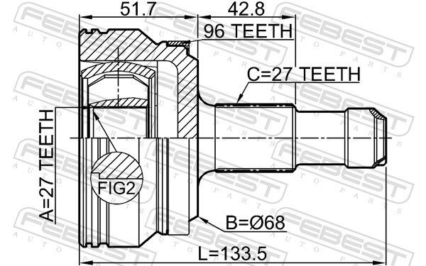 Febest Homokineet reparatieset 1610-212A96R