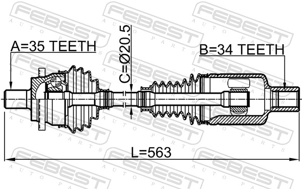 Febest Aandrijfas 1614-211LH