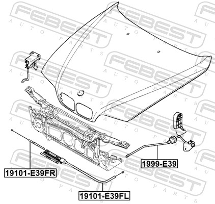 Febest Motorkapkabel 1999-E39