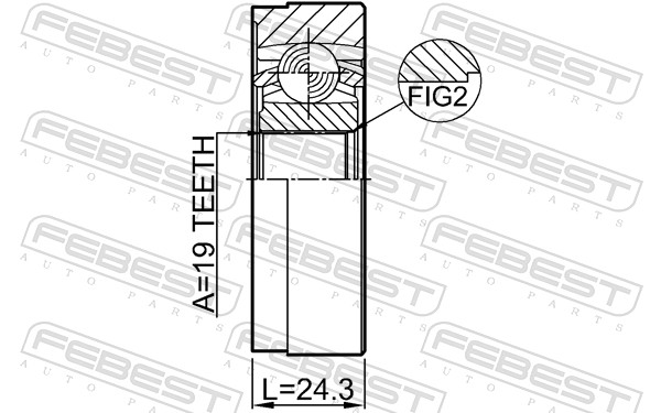 Febest Rubber askoppeling / Hardyschijf 2711-XC60SHA