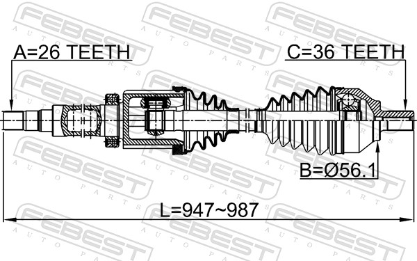 Febest Aandrijfas 2714-S40RH