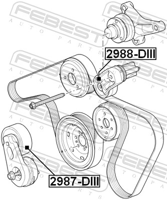 Febest Spanrol (poly) V-riem 2987-DIII