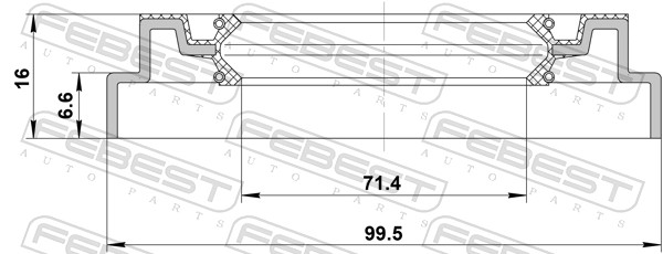 Febest Wielnaaf afdichtring 95QDS-73990716X