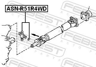 Febest Rubber askoppeling / Hardyschijf ASN-R51R4WD