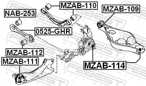 Febest Draagarm-/ reactiearm lager MZAB-109