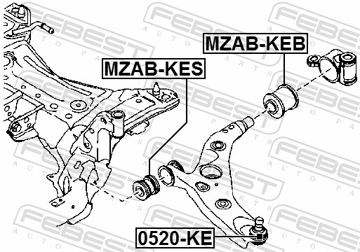 Febest Draagarm-/ reactiearm lager MZAB-KEB